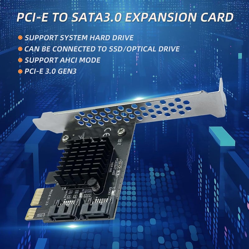 Xdingjiala PCIe to SATA3.0 Expansion Card - ASM1061 2-Port 1X Controller | 6Gbps High-Speed Transmission | Hot-Swappable | Compatible with SSD/Mobile Hard Drives | for Windows, Mac, Linux - Image 4